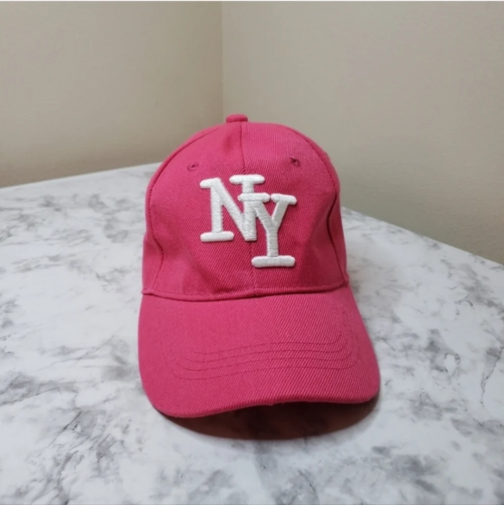 NY Embroidered Hot Pink Baseball Cap - Adjustable Y2K Style